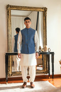 Steel Blue Texture Waistcoat W-2032