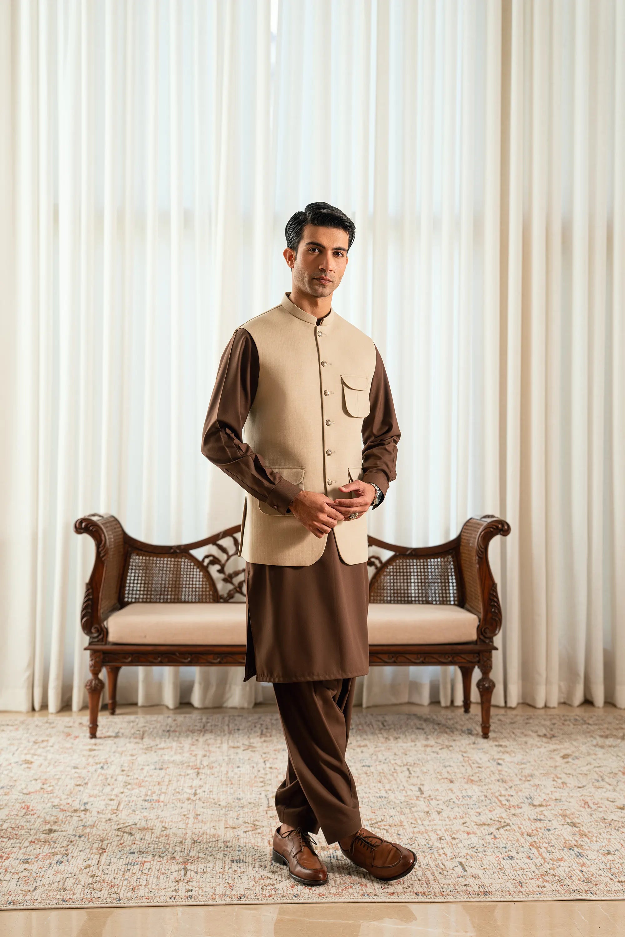 Cream Suiting Waistcoat W-2026