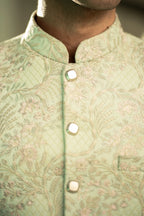 Mint Green Embroidered Prince Coat