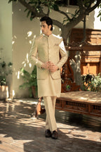 Beige Embroidered Prince Coat
