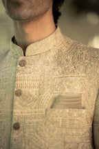 Beige Embroidered Prince Coat