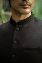 Black Embroidered Waistcoat W-2963