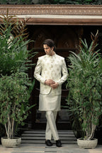 White Gold Embroidered Prince Coat