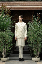 White Gold Embroidered Prince Coat