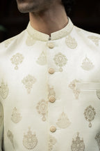 White Gold Embroidered Prince Coat
