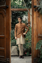 Rust Floral Embroidered Prince Coat