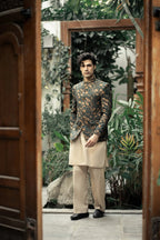 Bottle Green Embroidered Prince Coat