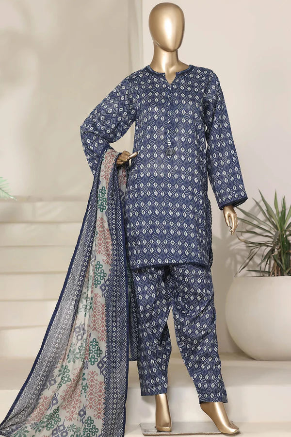 Sada Bahar | Stitch 3 PC Printed Lawn with Farshi Shalwar
