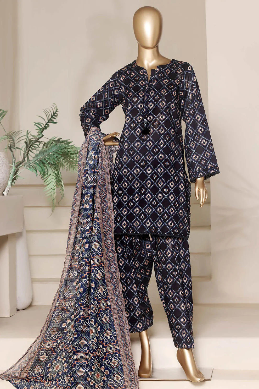 Sada Bahar | Stitch 3 PC Printed Lawn with Farshi Shalwar