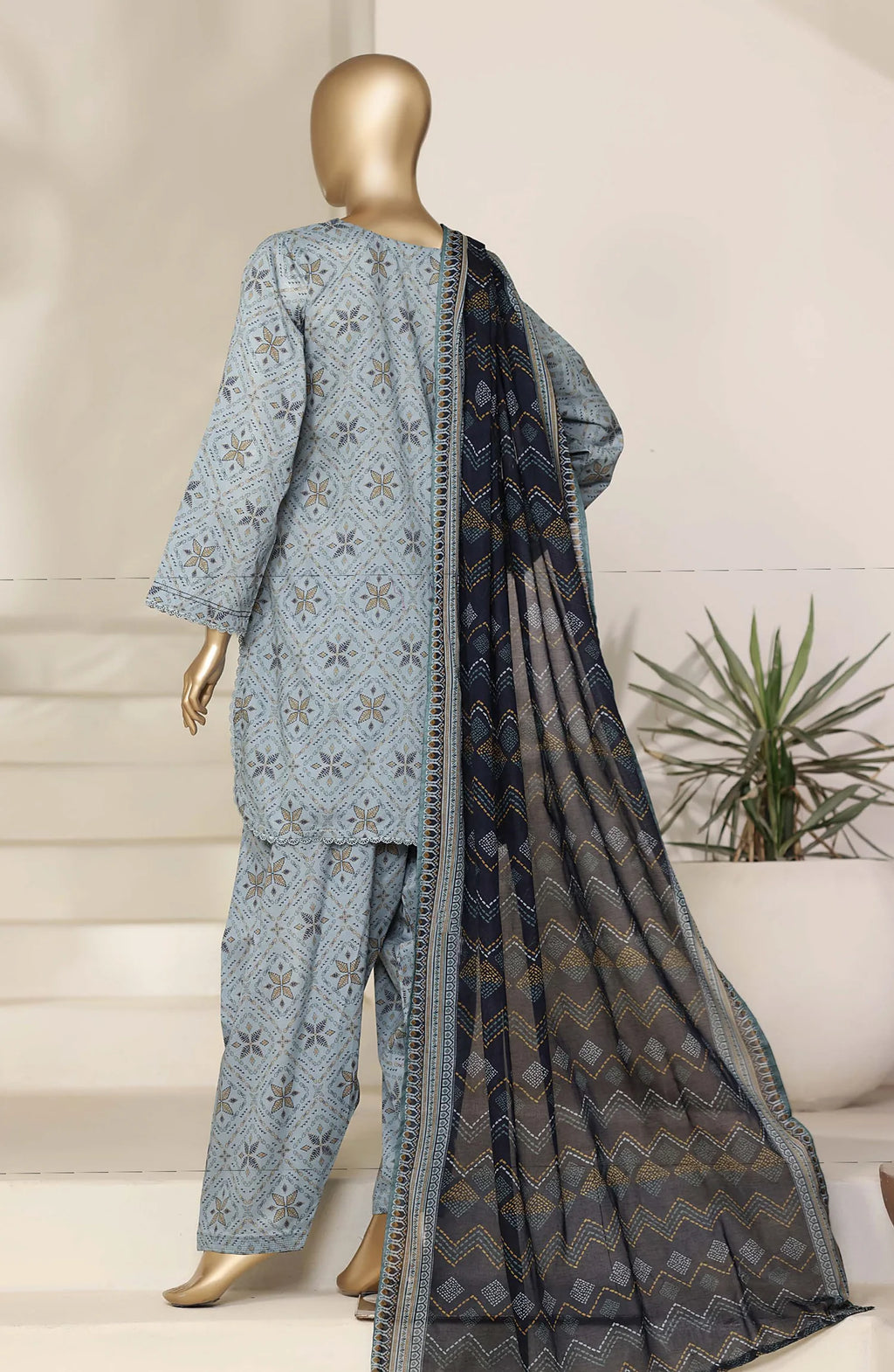 Sada Bahar | Stitch 3 PC Printed Lawn with Farshi Shalwar
