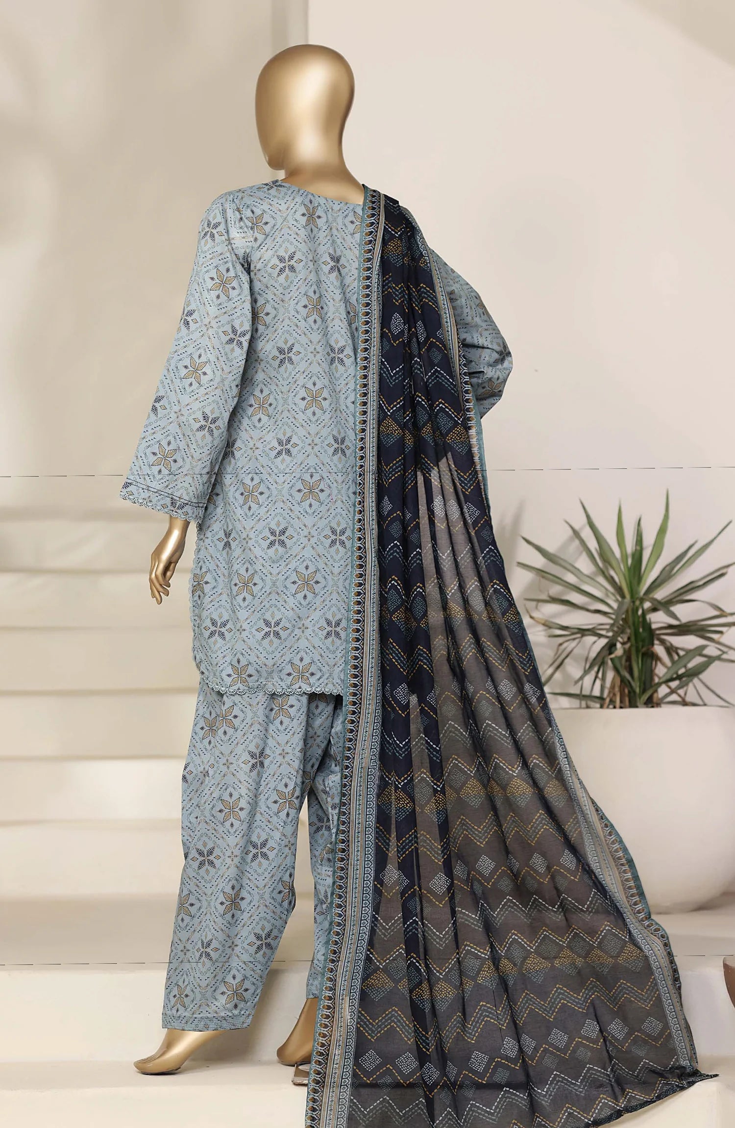 Sada Bahar | Stitch 3 PC Printed Lawn with Farshi Shalwar