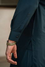 Teal Blue Embroidered Kameez Shalwar C-10201