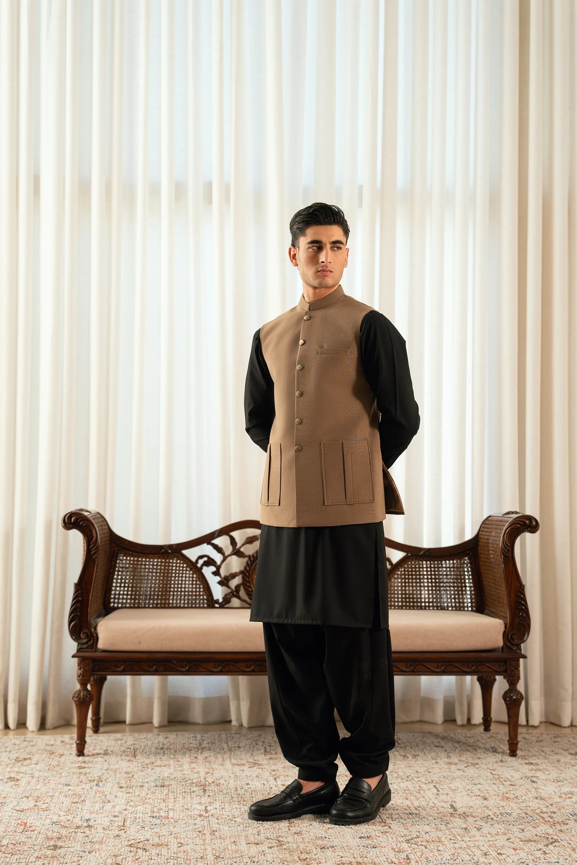 Tobacco Brown Suiting Waistcoat W-2024