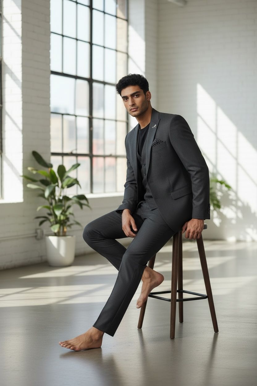 Elite Onyx Black Three-Piece Suit