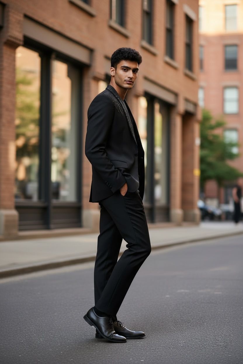 Noir Signature Embellished Three-Piece Suit