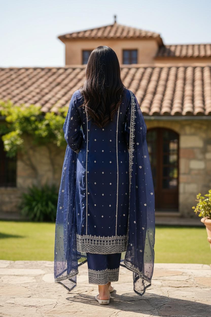 Midnight Embroidered Suit Set