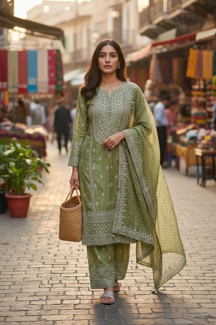 Midnight Embroidered Suit Set