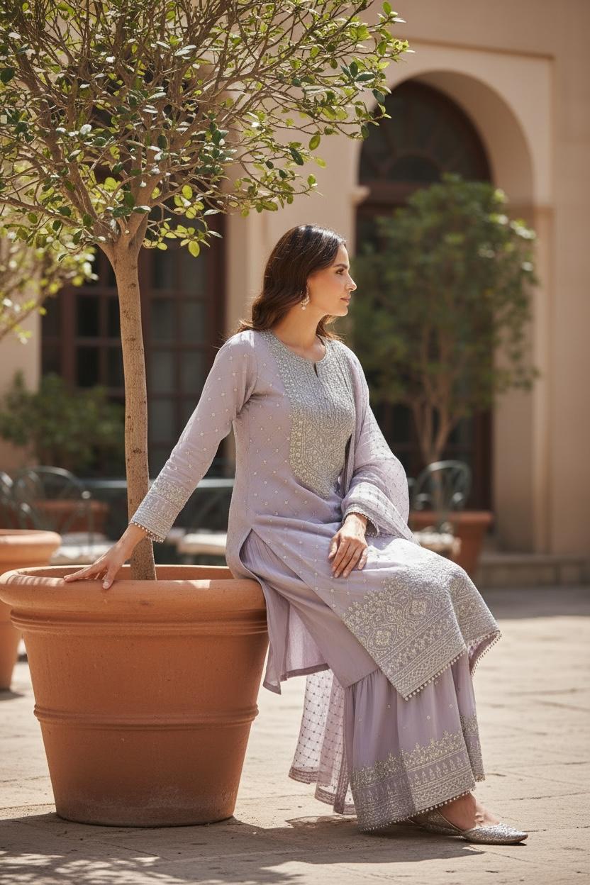 Midnight Embroidered Suit Set