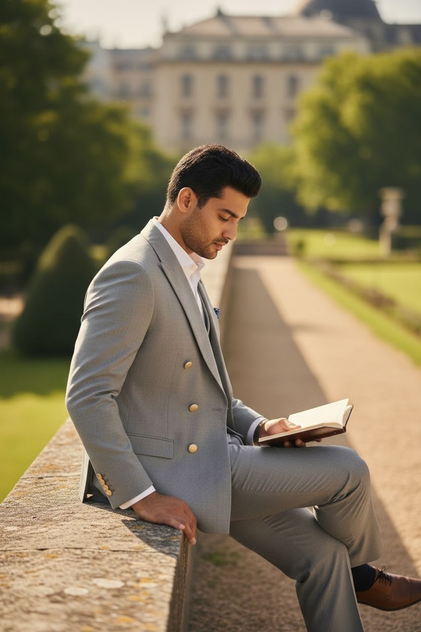 Imperial Grey Double-Breasted Three-Piece Suit