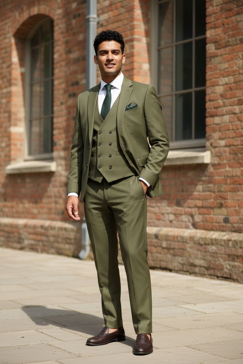 Regal Olive Three-Piece Suit