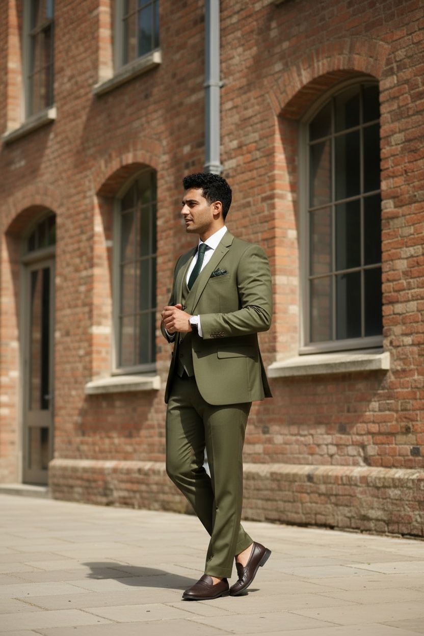 Regal Olive Three-Piece Suit