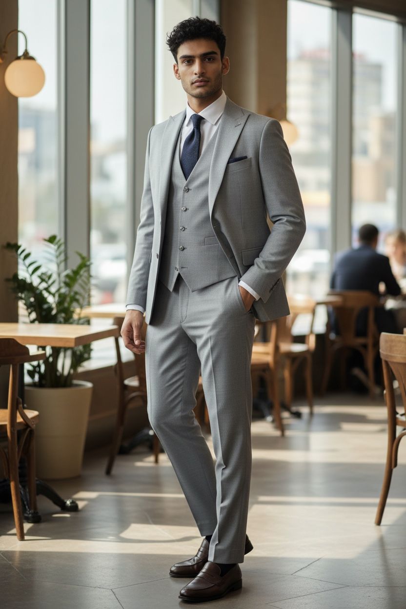 Executive Silver Grey Three-Piece Suit