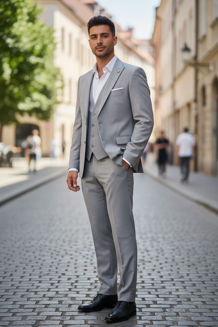 Platinum Grey Three-Piece Suit