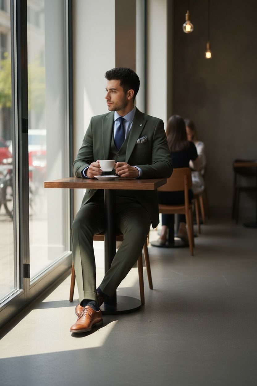Imperial Olive Three-Piece Suit