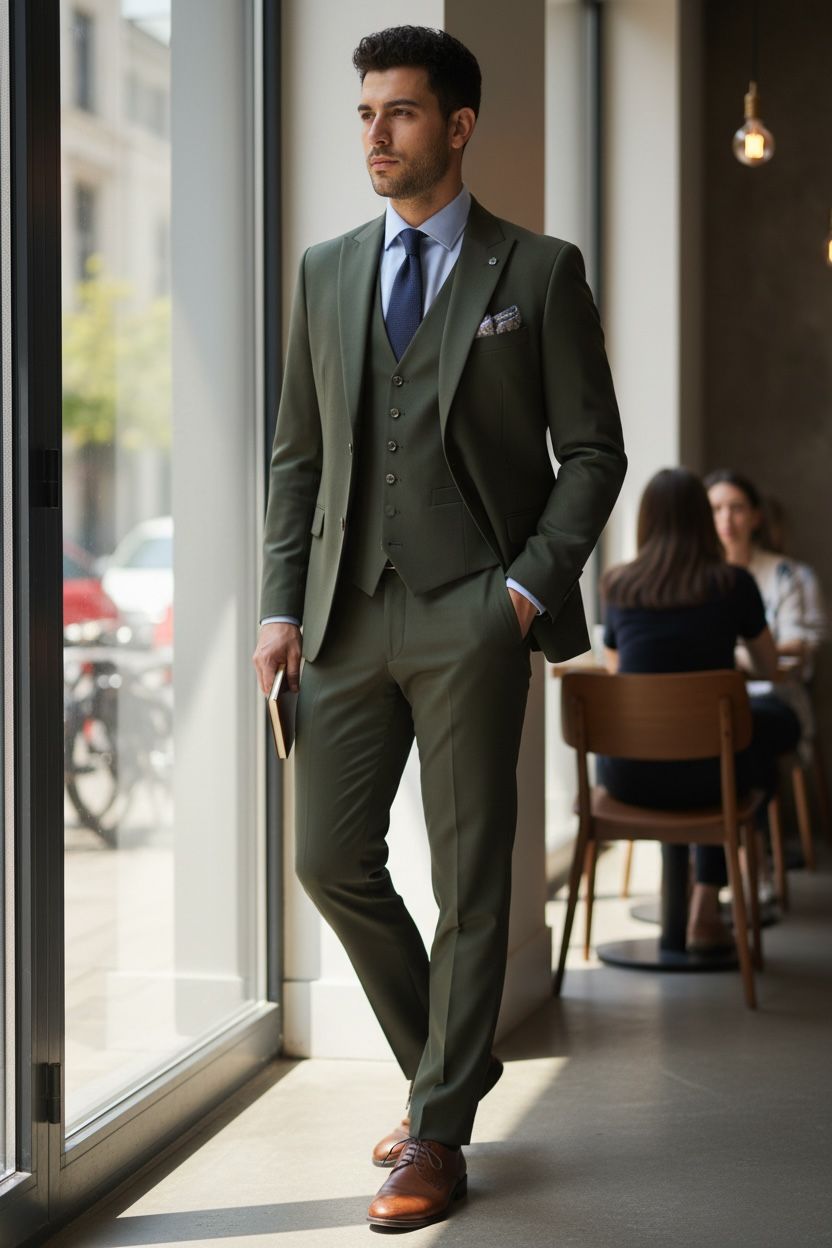 Imperial Olive Three-Piece Suit