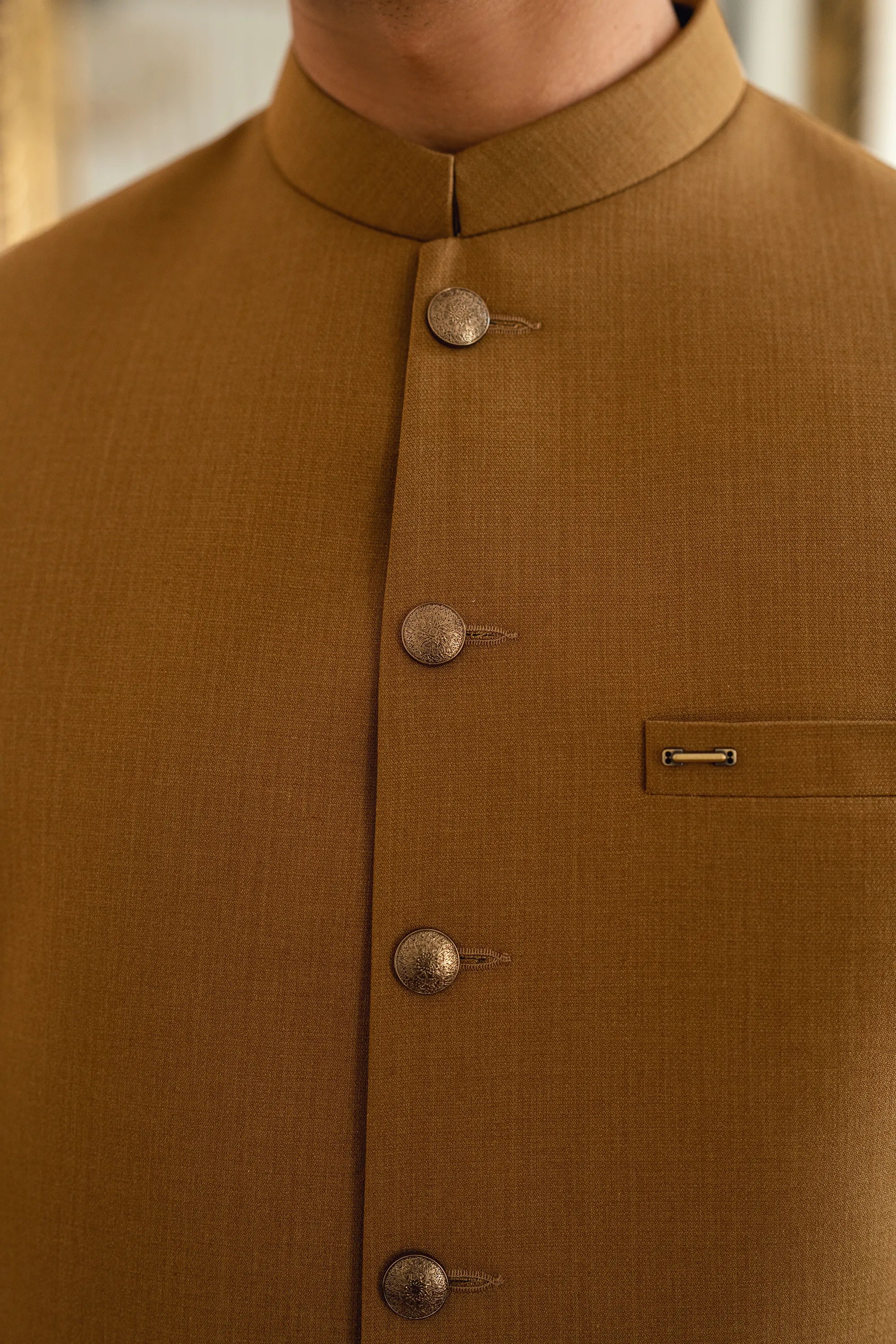 caramel Brown Suiting Waistcoat WS-2033