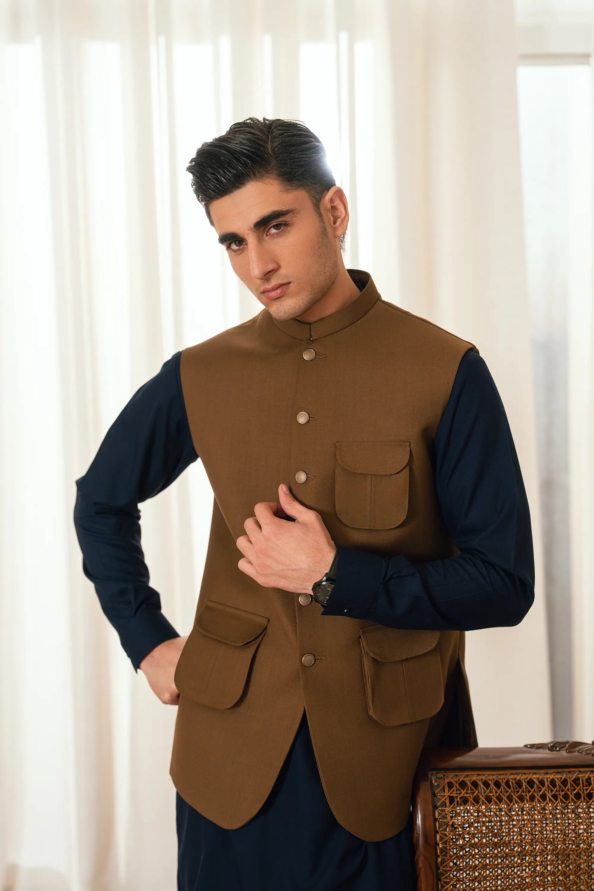 Chocolate Brown Suiting Waistcoat WS-20013