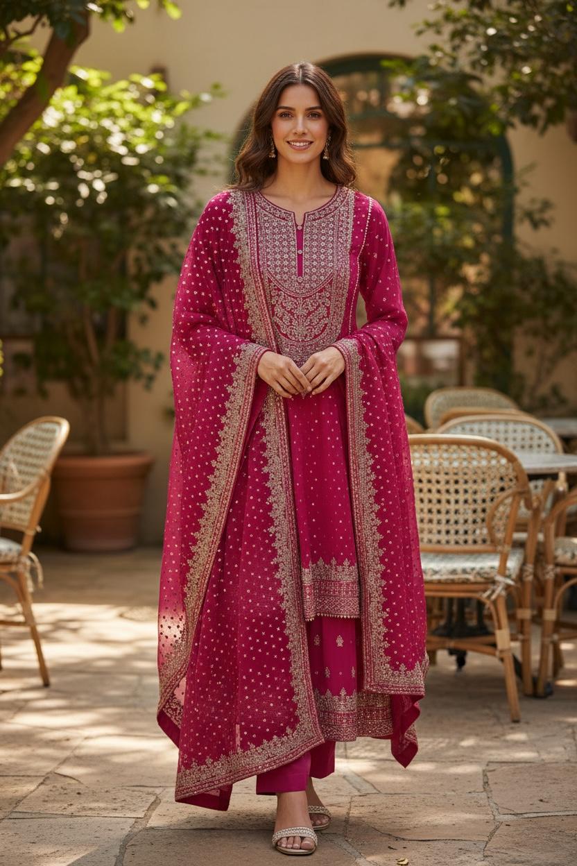 Midnight Embroidered Suit Set