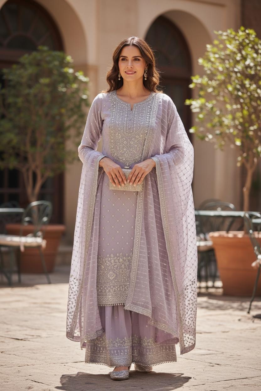Midnight Embroidered Suit Set